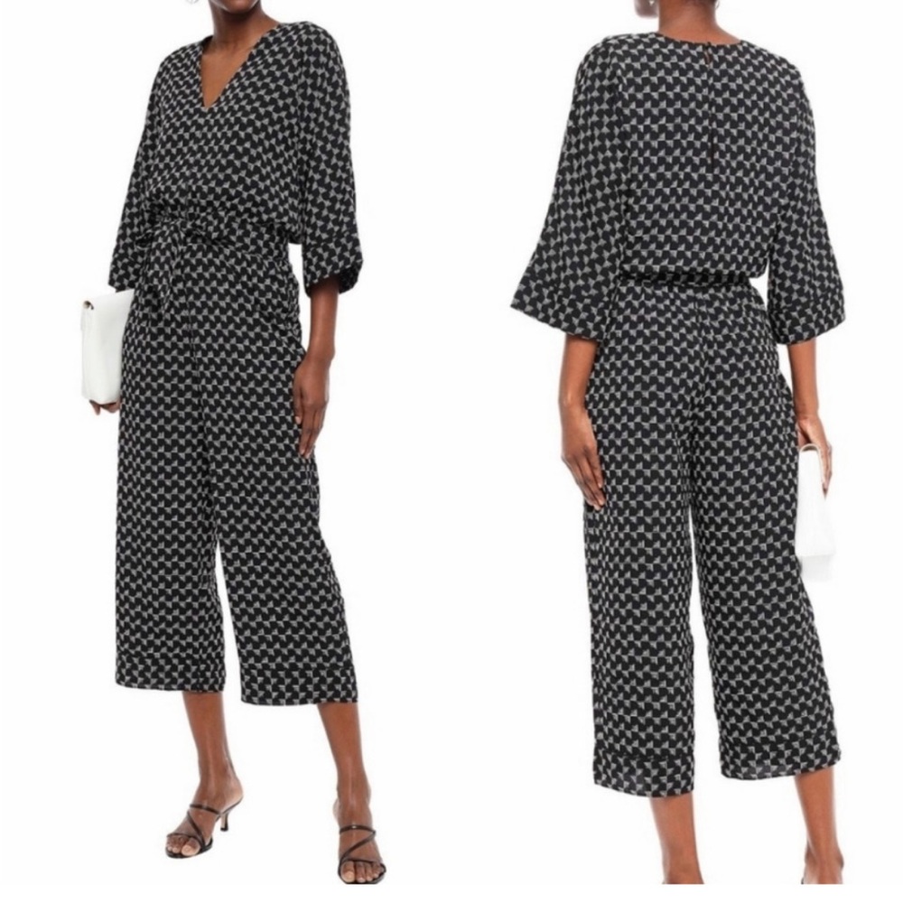 Joie jumpsuit/romper in black and white geometric print. Size medium